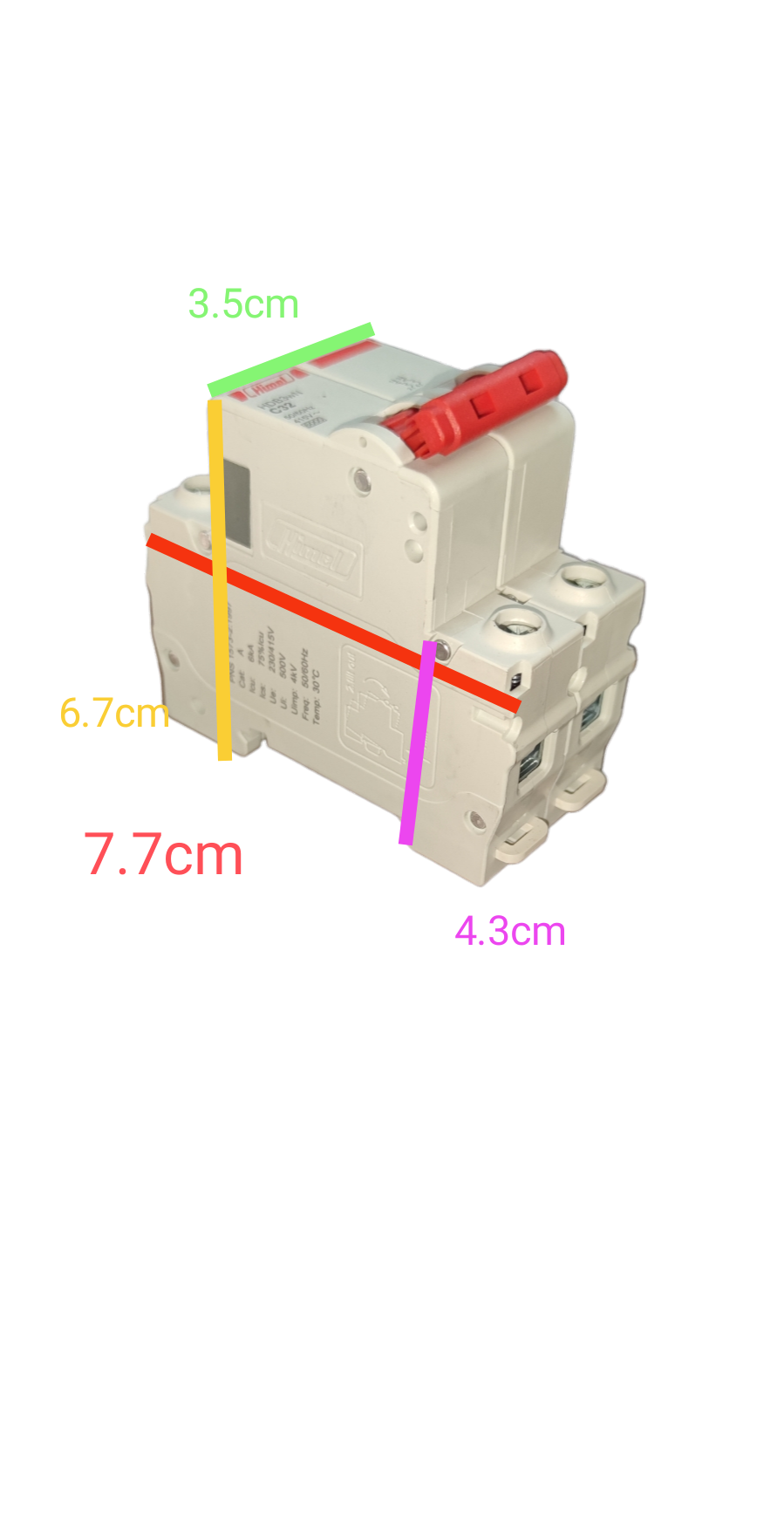Electx Electrical Supply Circuit Breaker 32A 2Pole 6 KAIC white 2 pole DIN rail breaker with red toggle and size markings