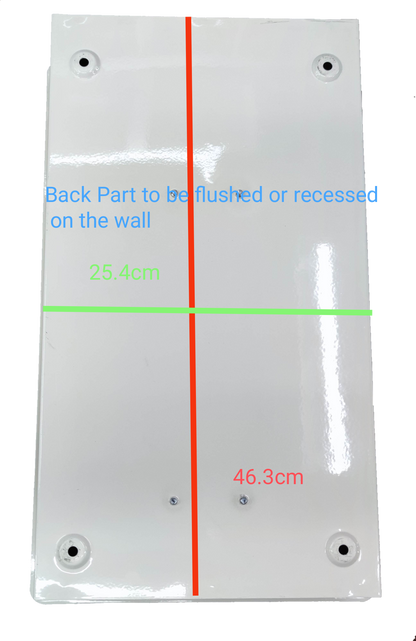 Himel 80A 2 pole circuit breaker panel white metal backplate with four mounting holes for recessed wall mounting