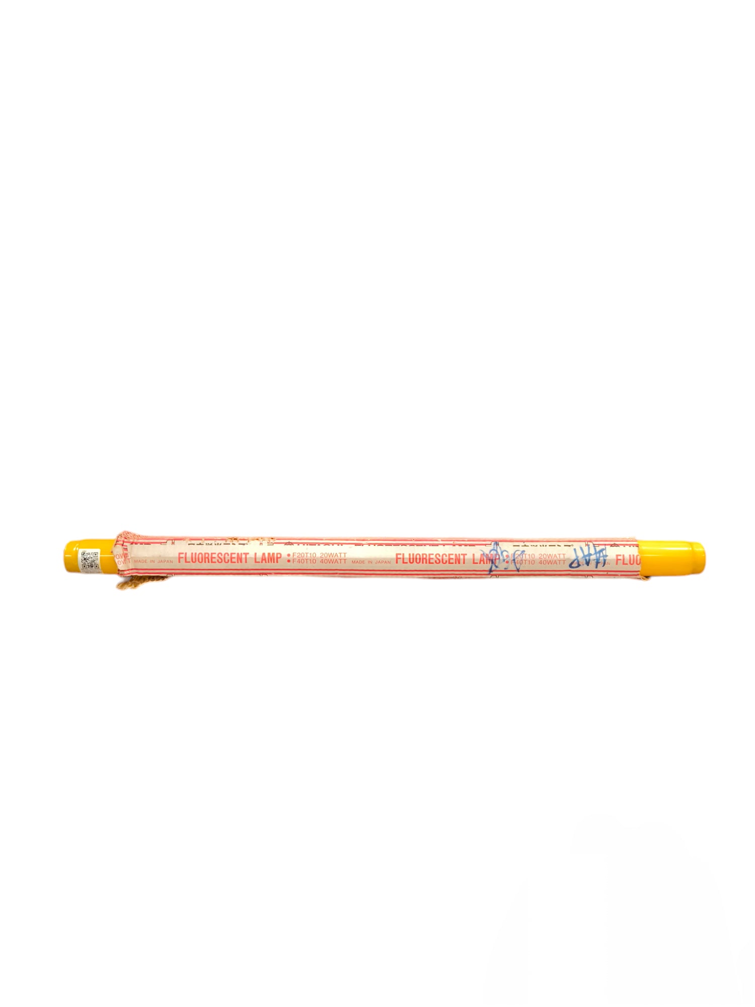 Hitachi 20W T10 Fluorescent Tube with yellow caps and protective packaging