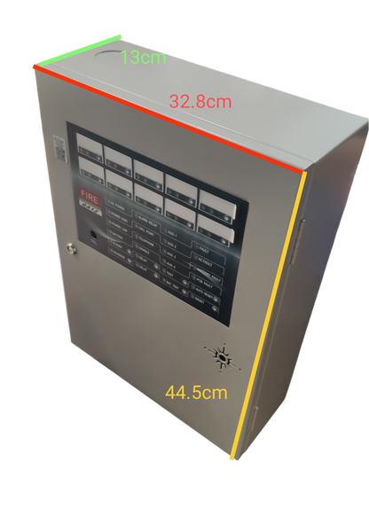Horing Lih 10 zones fire alarm control panel metal box with labeled buttons and indicators