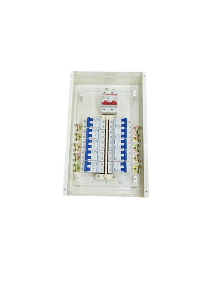 Royu Koten Himel 10 Branches Box for MCB with 125A Main distribution board with blue MCBs and brass terminals