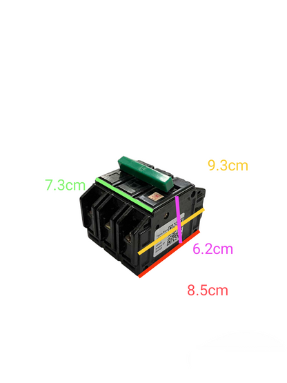 Taiyou 20A 3 Pole Bolt On Type Circuit Breaker with green toggle switch and black body