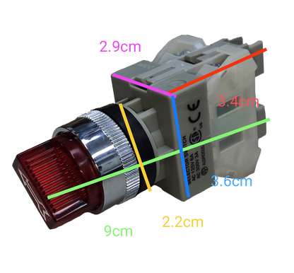 Auspicious illuminated selector switch 22mm with red indicator and silver ring for power control