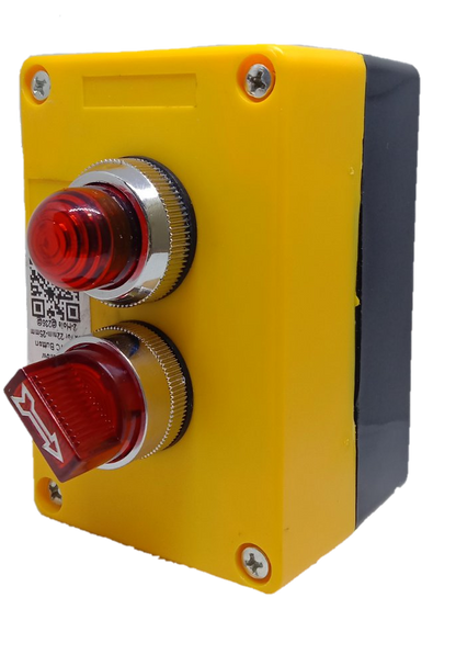 Auspicious illuminated selector switch with red indicator light and yellow protective casing for power control