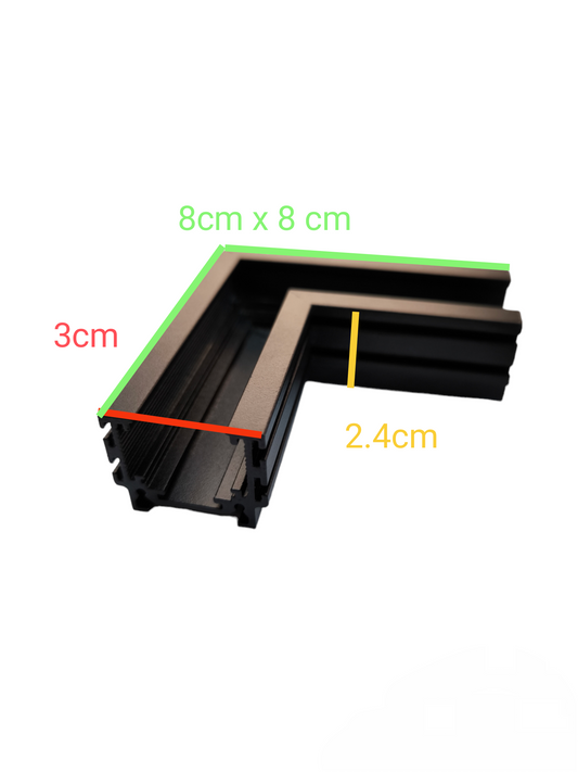 ILLUMIQ TERRA 20 series track light black corner connector with dimensions for ceiling lights