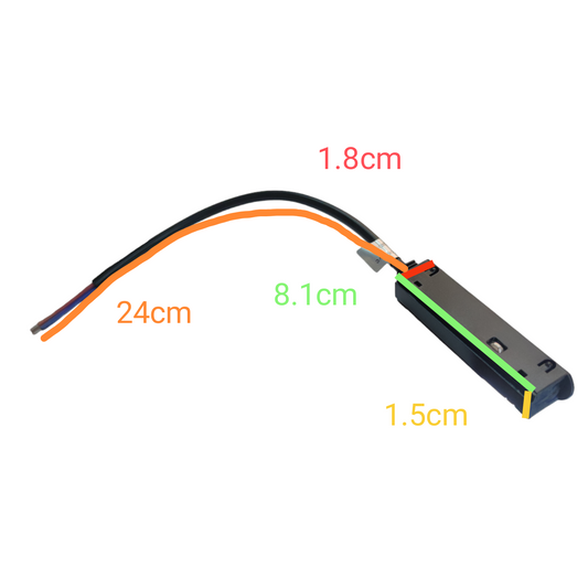 ILLUMIQ TERRA black and orange track light conductive connector with wire and detailed measurements