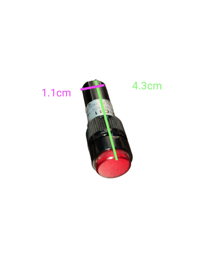 Koino Indicator Push Button Switch 10mm with red button and black casing for power points and switches