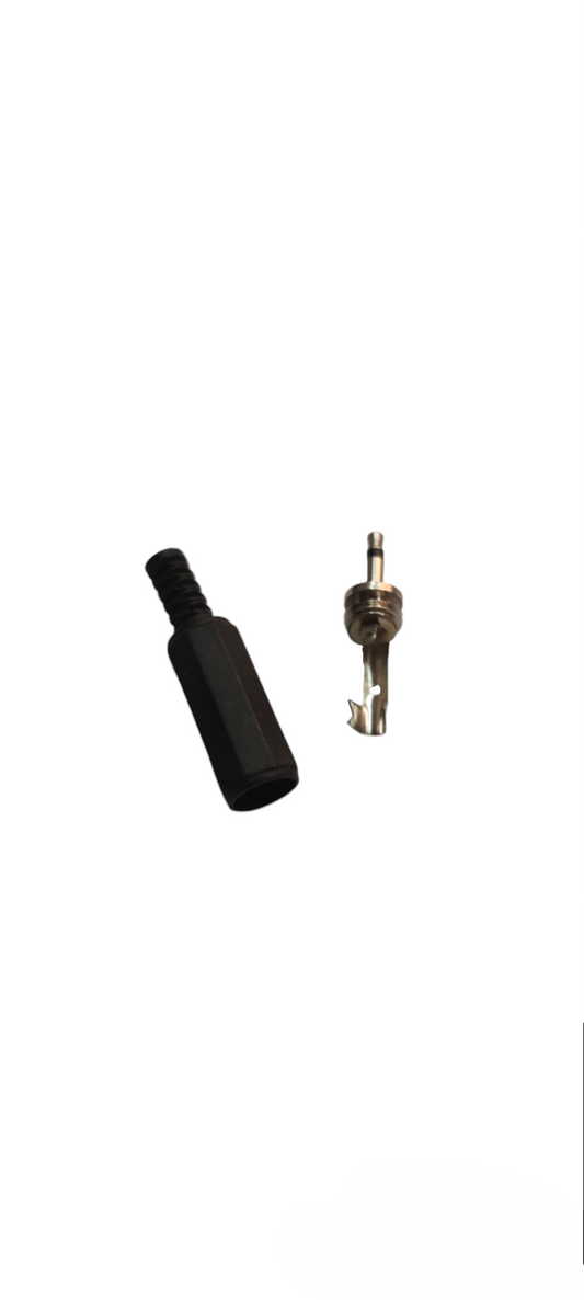 Industrial 2.5mm plug mono microphone accessory with black plastic casing and metal connector parts