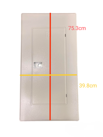 Koten and Taiyou 200A panel board for industrial use with beige metal cover and rectangular shape