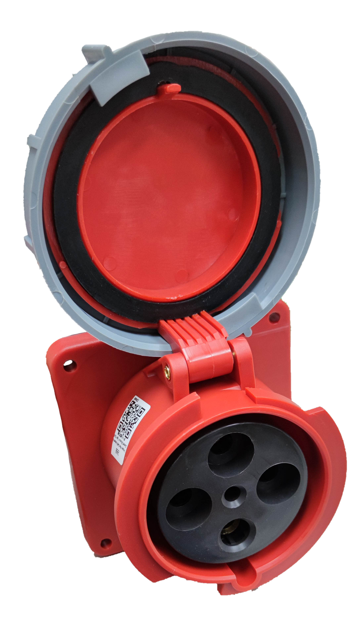 Grippes red 3 phase 220V electrical industrial socket with protective cover open