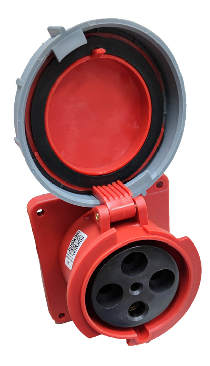 Grippes red 3 phase 220V electrical industrial socket with protective cover open