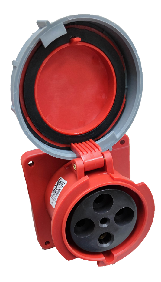 Grippes red 3 phase 220V electrical industrial socket with protective cover open