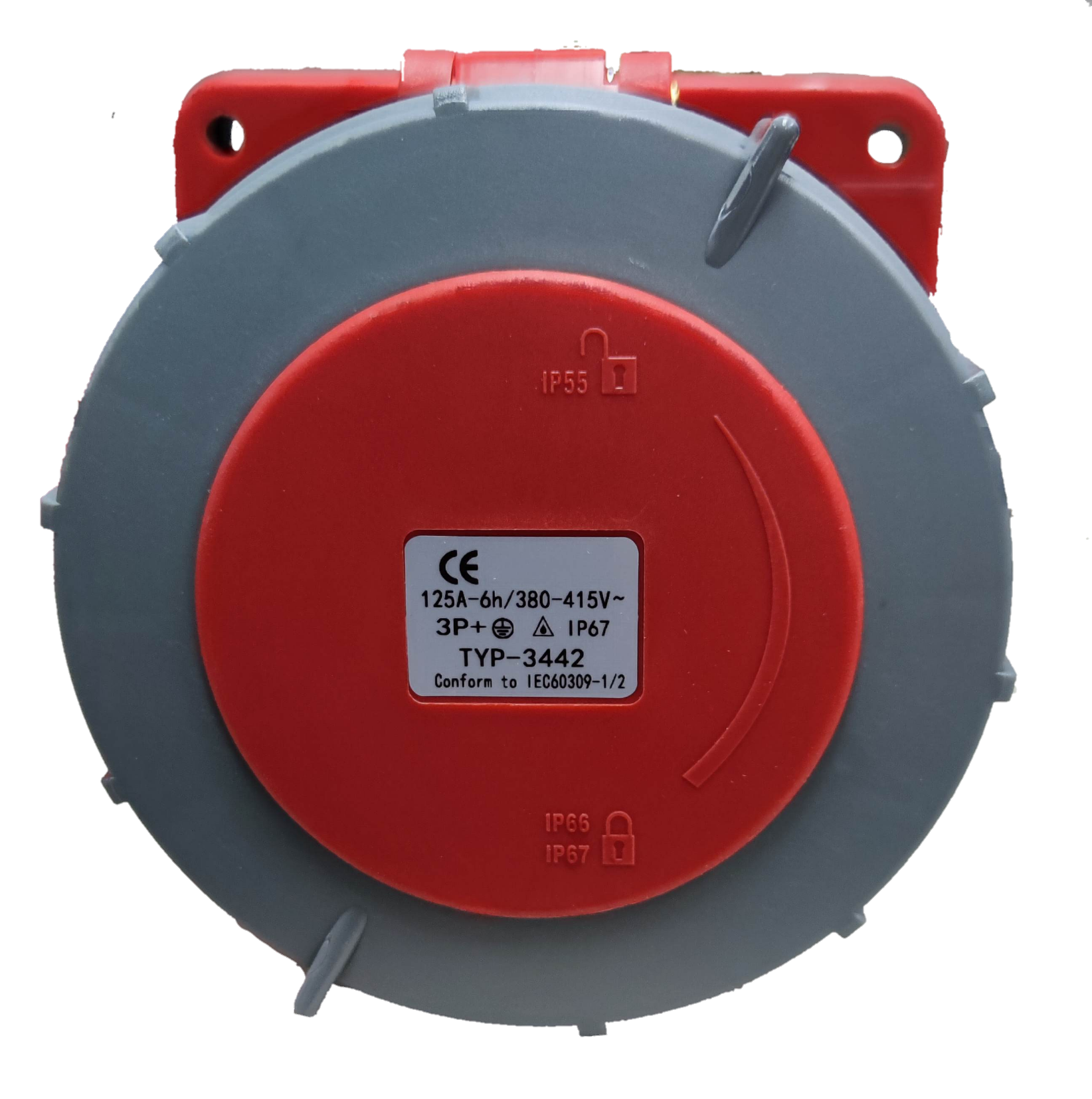 Grippes 3 phase 220V electrical industrial socket with red and gray casing and secure locking cover