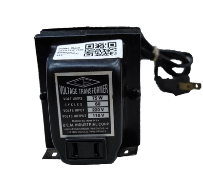 CE 75W step down transformer 220V to 110V voltage transformer with power plug and black casing