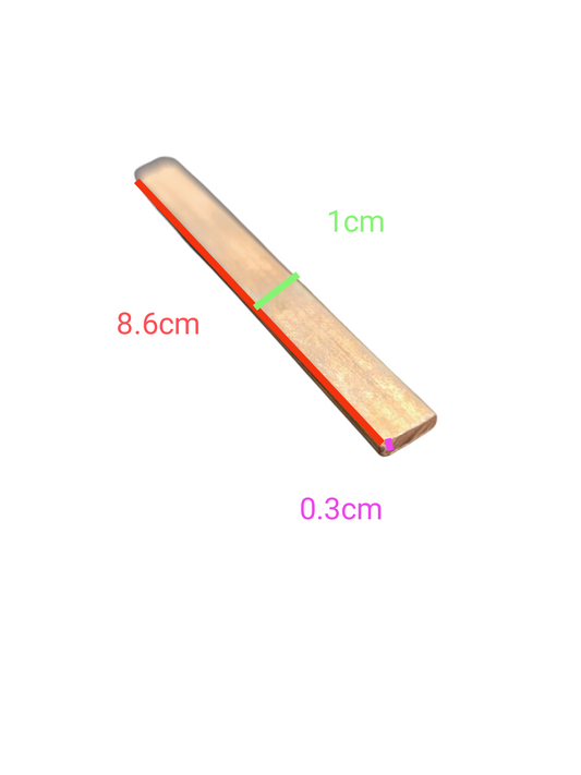 Local industrial bus bar connector with dimensions 8.6 cm by 1 cm and 0.3 cm thickness