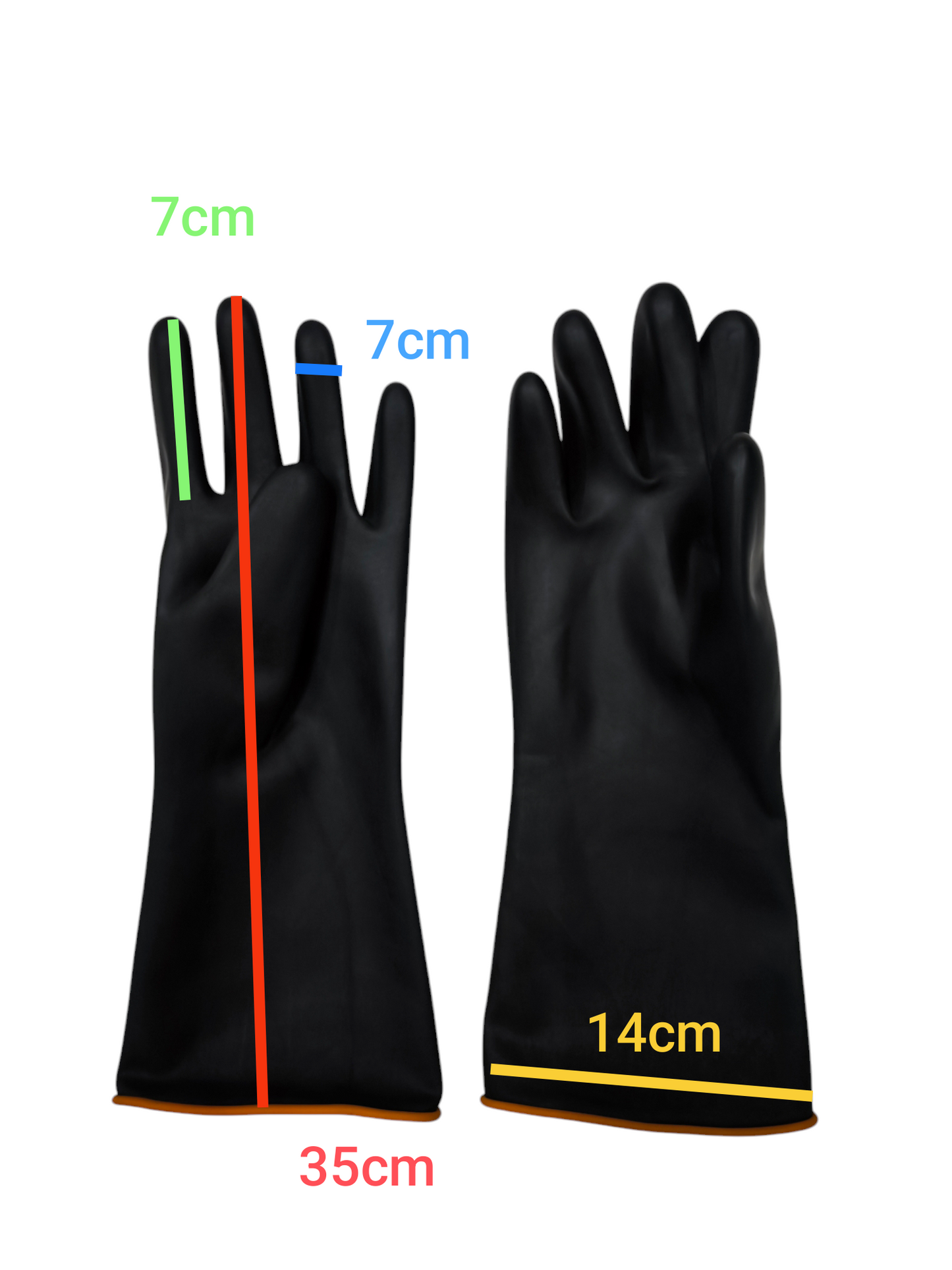 Black industrial chemical gloves with reinforced grip and extended cuff for maximum protection