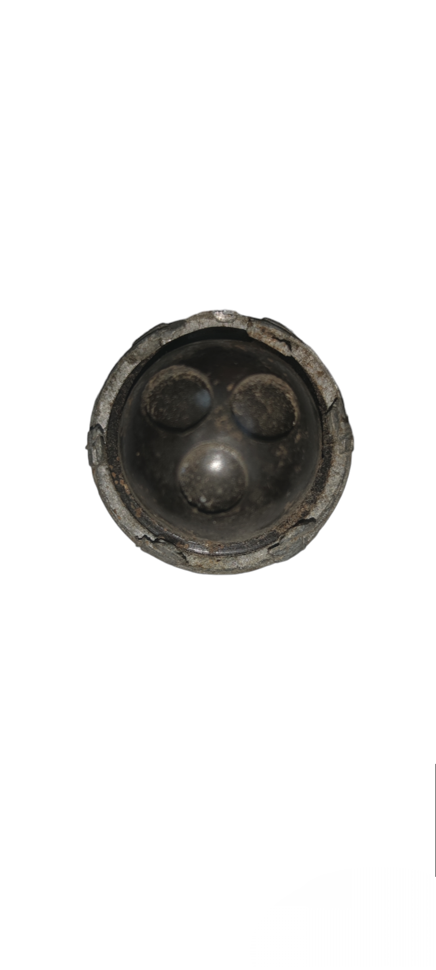 entrance cap straight clamp type metal pipe end cap top view showing three internal plugs made in China