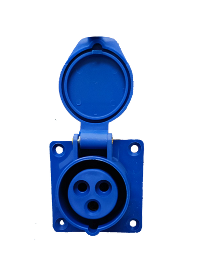 Grippes Industrial Outlet 16A Chassis blue power socket with protective flip cover