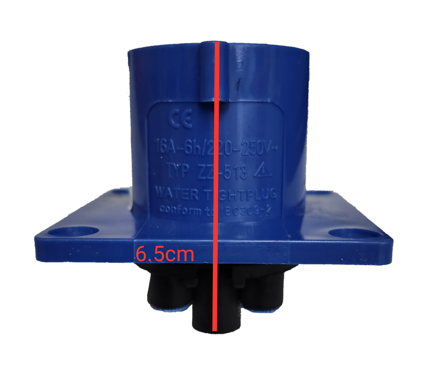 Grippes industrial plug chassis type 16A 220V in blue with waterproof design for heavy-duty applications
