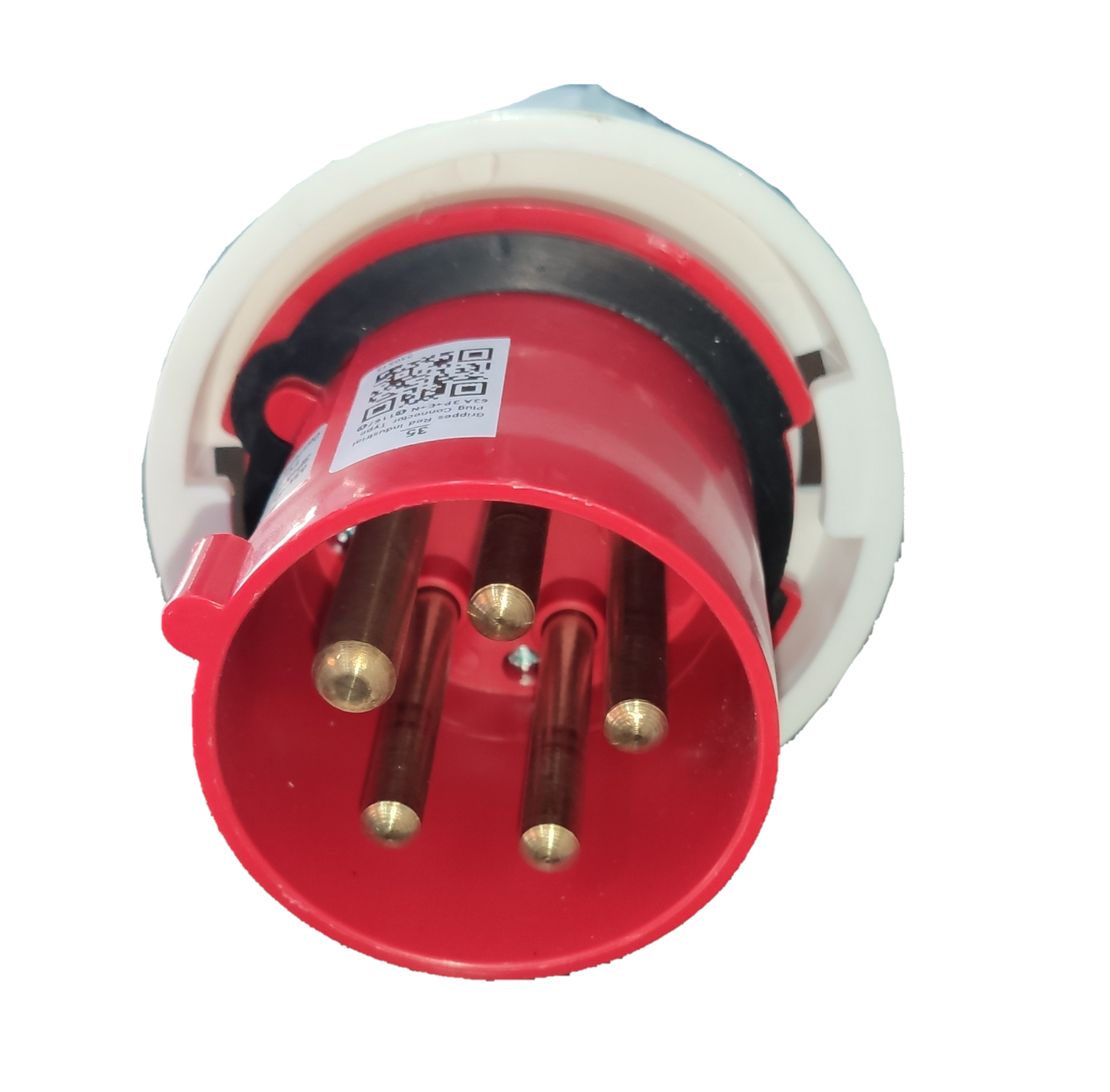 Grippes 63A industrial plug connector with durable metal pins for reliable electrical connections