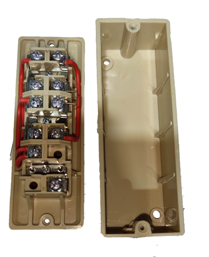 Auspicious industrial push button switch base and cover with wiring and screw terminals shown separately