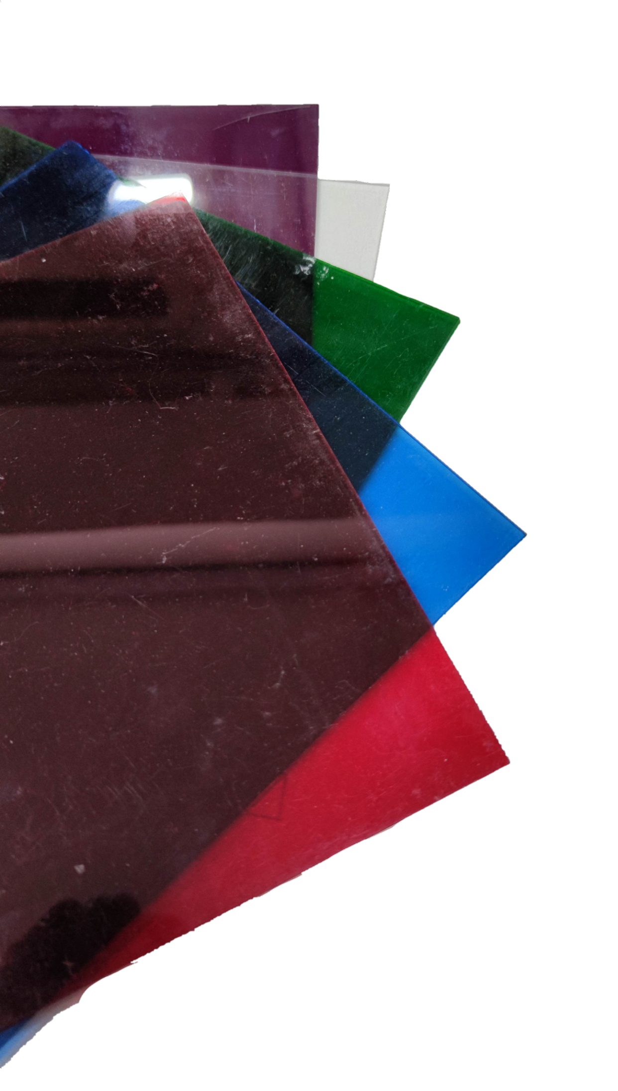 Assorted colored acrylic filter sheets including industrial red acrylic filter sheet for creative projects