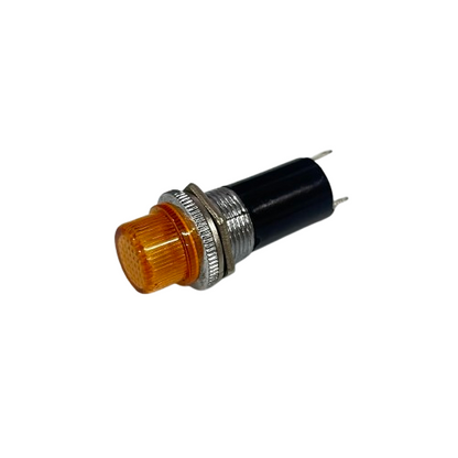 Grippes yellow LED signal light 220V panel indicator with threaded metal bezel and two pins