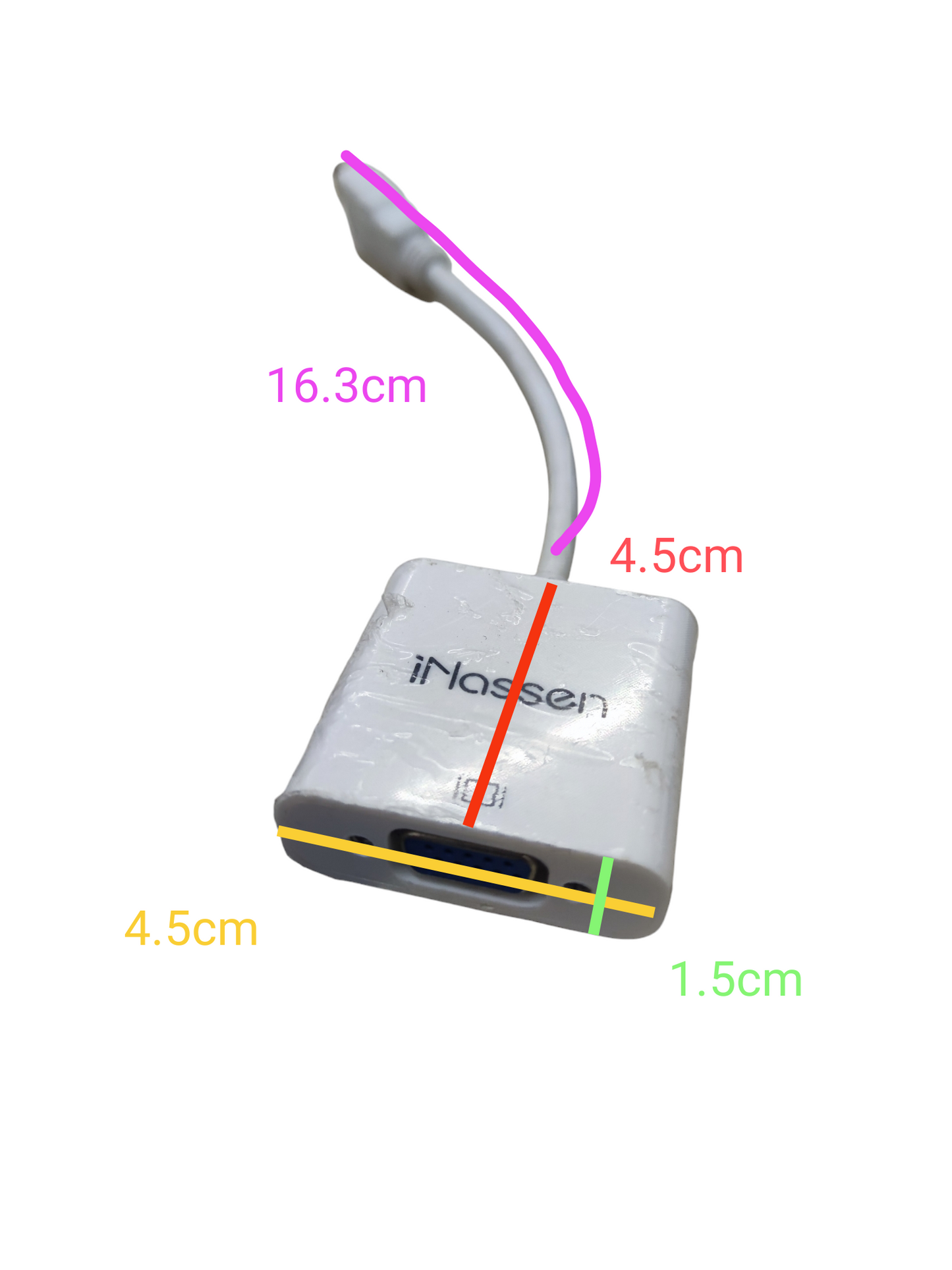 China made Plug 1.4V to VGA Outlet Converter cable adapter in white with compact design