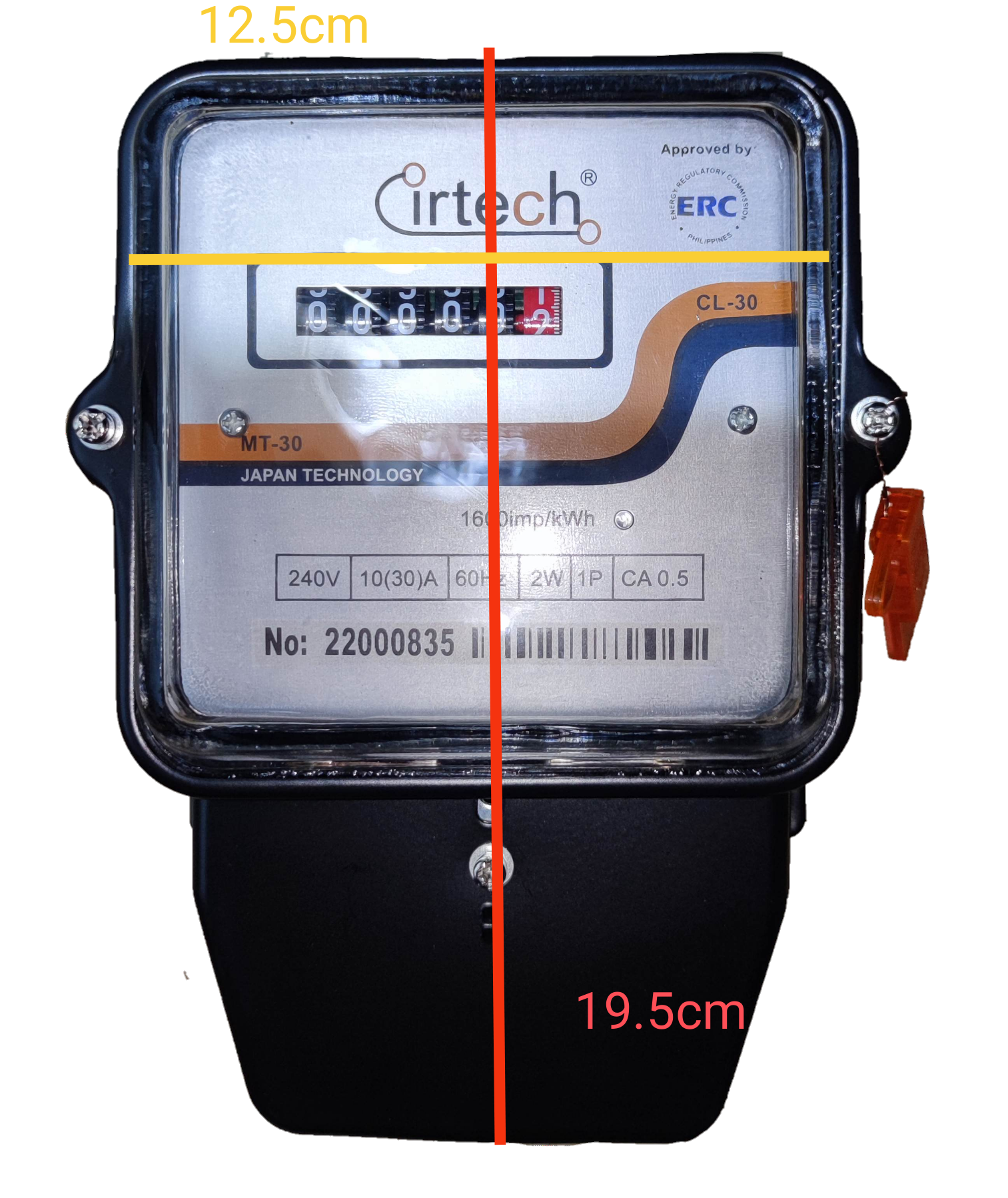 Cirtech KWH meter single phase analog electricity meter with clear plastic cover and black mounting base