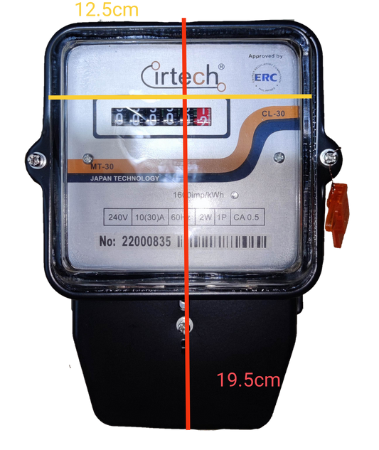 Cirtech KWH meter single phase analog electricity meter with clear plastic cover and black mounting base