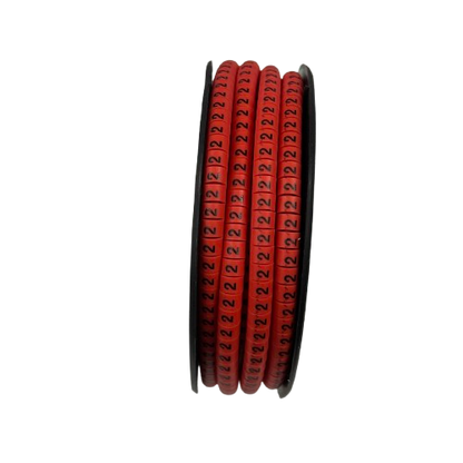 Grippes 2 Cable Marker Red spool of red numeric cable identifiers labeled 2 for cable management