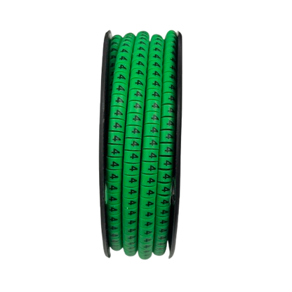 Grippes 4 Cable Marker Green spool of numbered green cable markers labeled 4 for cable management
