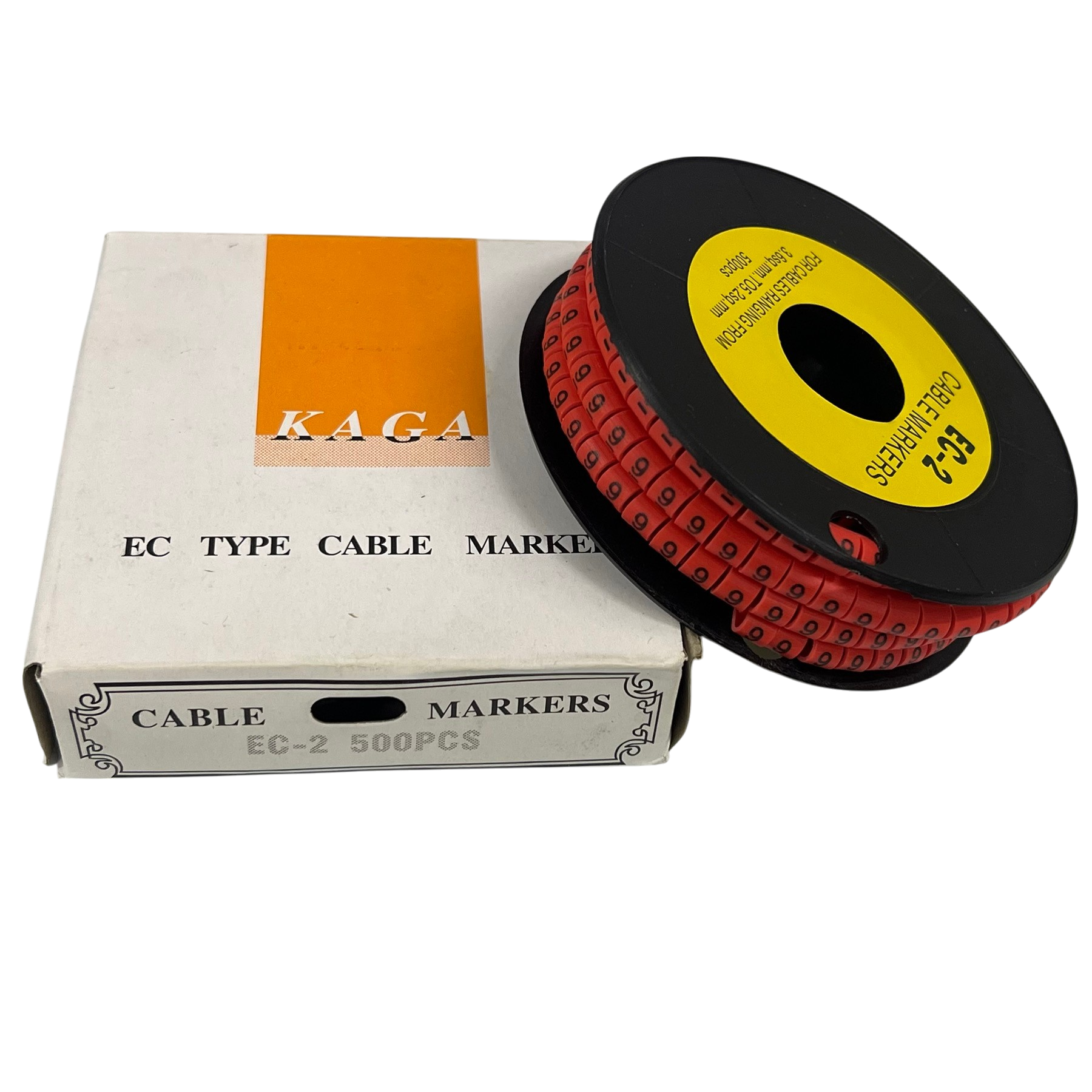 KAGA EC-2 500pcs Cable Marker Red - 9 on spool for effective cable organization