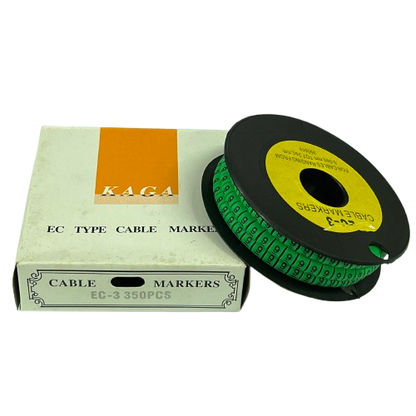 Spool of green numbered cable markers with box for wiring organization 9 Marker 5.0mm to 7.2mm Green