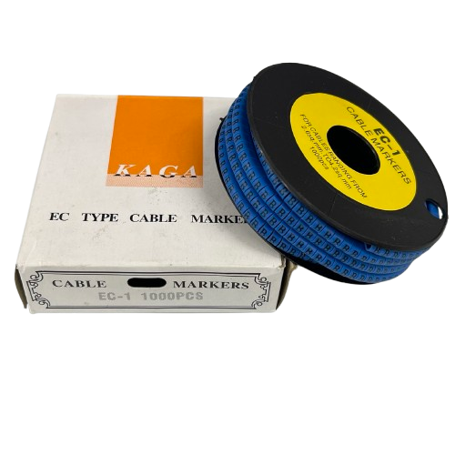 Spool of blue cable markers with box 1000pcs for wire labeling "B" Marker 2.6mm to 4.2mm Blue
