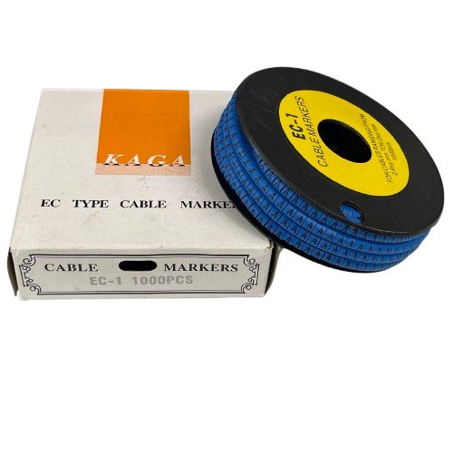 Spool of Cable "A" Marker 2.6mm to 4.2mm Blue on black reel with white 1000pcs box for cable management