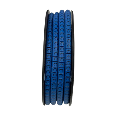 Spool of Cable "C" Marker 2.6mm to 4.2mm Blue clips for cable management and labeling