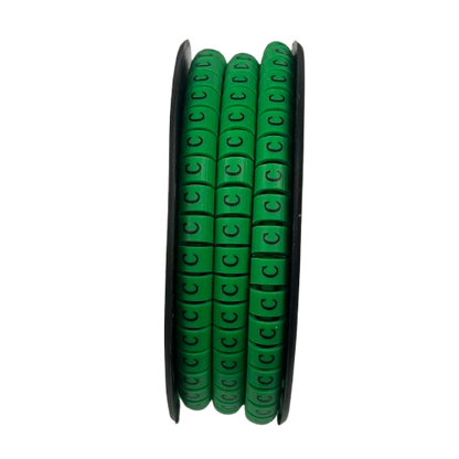 Spool of green cable markers with raised C icons Cable "C" Marker 5.0mm to 7.2mm for wire labeling