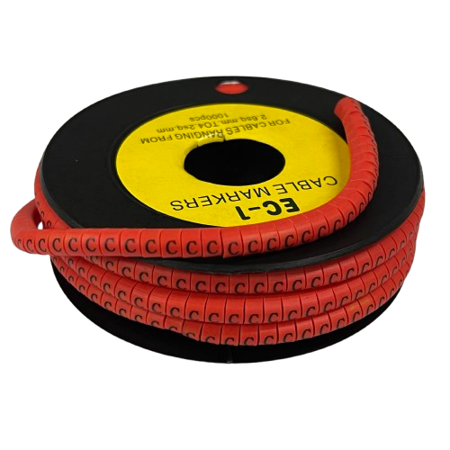 Grippes Cable C Marker Red 2.6mm to 4.2mm coiled cable management sleeve with letter C markers