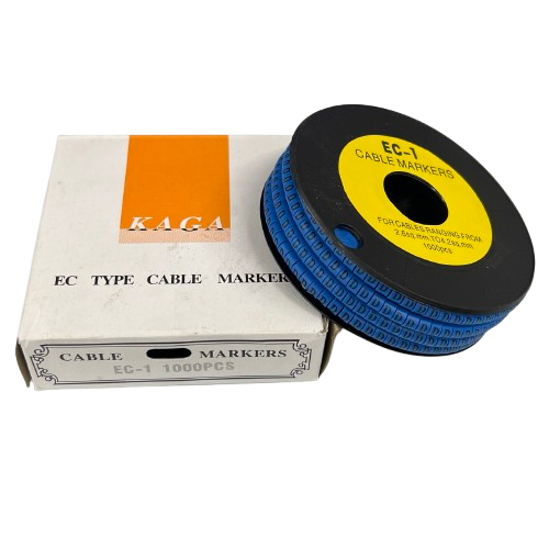 China made cable markers reel with label and box Cable "D" Marker 2.6mm to 4.2mm Blue for wire identification