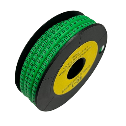 Grippes spool of green cable markers with repeating D labels Cable "D" Marker EC-1 Green for wire ID