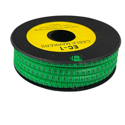 Grippes cable spool with Cable "E" Marker Green 2.6mm to 4.2mm for organized wire labeling
