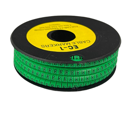 Grippes cable spool with Cable "E" Marker Green 2.6mm to 4.2mm for organized wire labeling