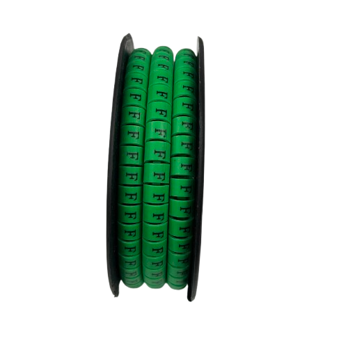 Spool of green Cable "F" Marker 5.0mm to 7.2mm Green labels for cable management and clear identification
