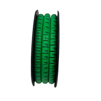 Spool of green Cable "F" Marker 5.0mm to 7.2mm Green labels for cable management and clear identification