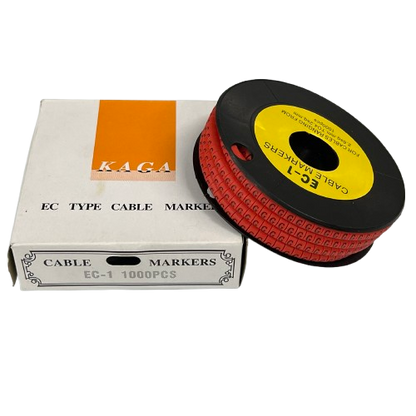 Grippes cable marker reel with Cable "G" Marker Red 2.6mm to 4.2mm on spool for wire labeling and organization