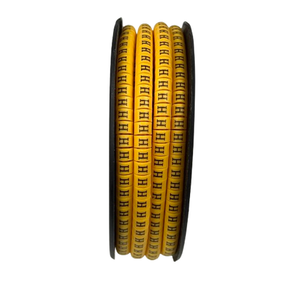 Spool of yellow Cable "H" Marker 2.6mm to 4.2mm labels on flexible sleeve for cable management