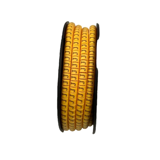 Spool of yellow Cable "J" Marker 2.6mm to 4.2mm Yellow for cable management and wire identification