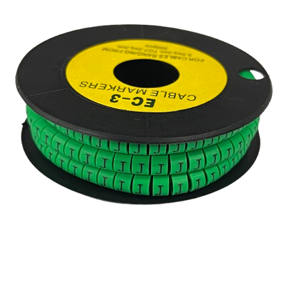 Spool of Cable "J" Marker 5.0mm to 7.2mm Green segmented letter markers for cable labeling