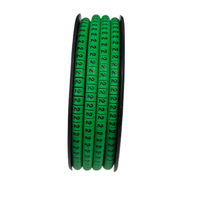 Grippes Cable Marker 2 Green spool of flexible plastic markers labeled 2 for cable management and organization